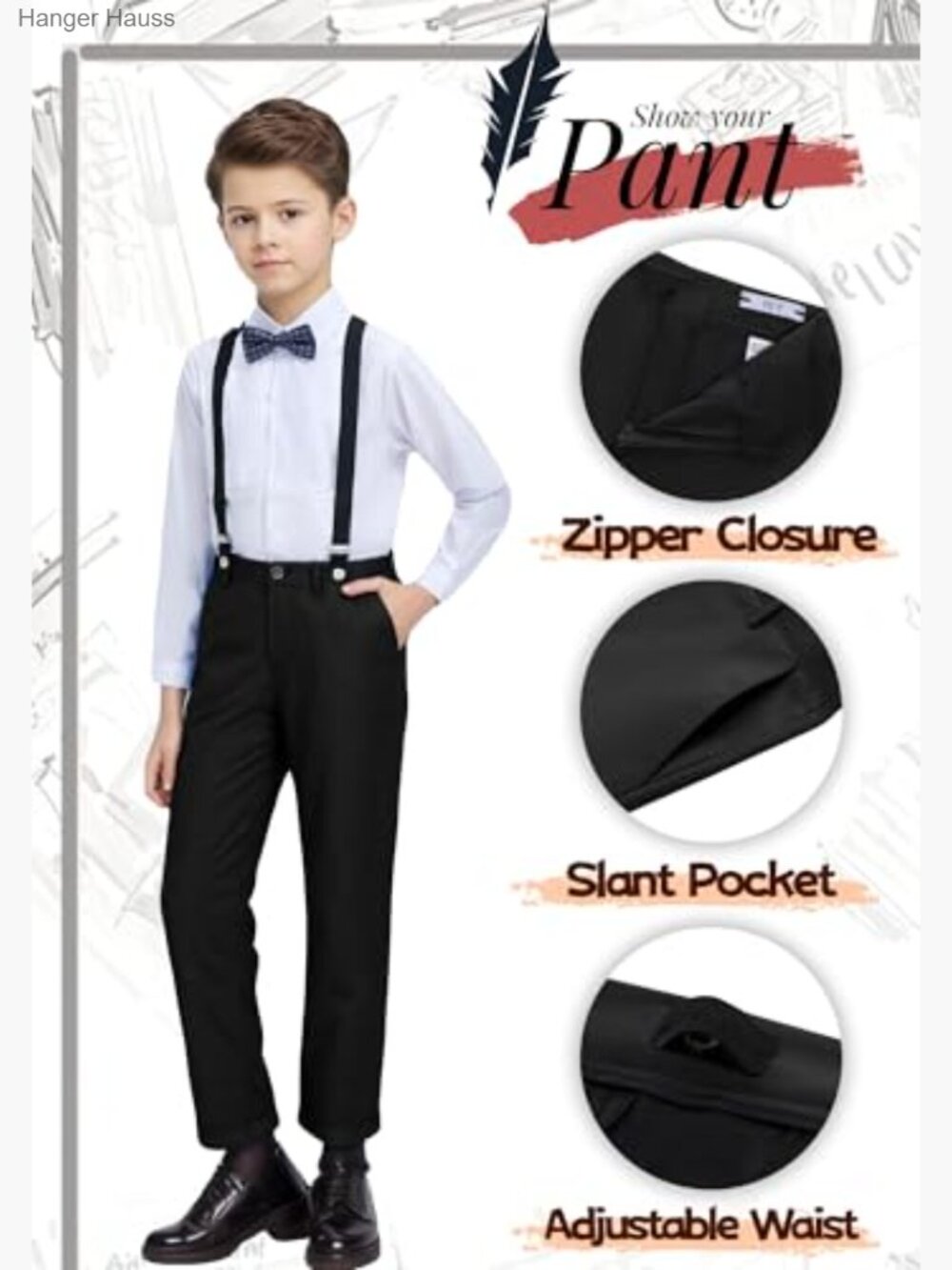 Kids 4-Piece Suit Set with Vest, Pants, Shirt & Tie - Picture 5 of 6
